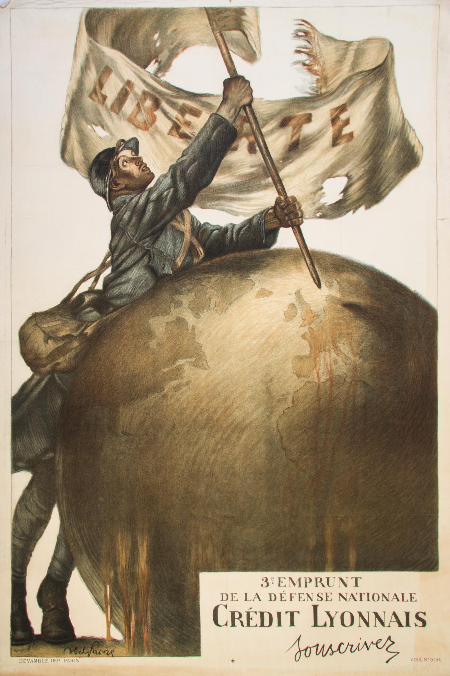 (WWI POSTERS) FAIVRE, ABEL. A group of five WWI propaganda posters. Size of largest 47 x 31 inches.