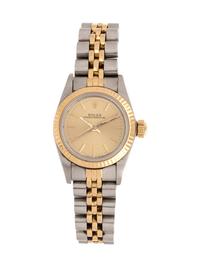 Rolex, Stainless Steel and Yellow Gold Ref. 67193 'Oyster Perpetual' Wristwatch, Circa 1989