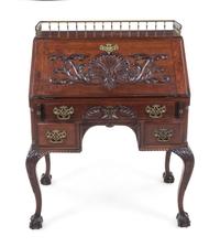 A Chippendale Style Mahogany Slant-Front Desk Height 42 x width 34 1/4 x depth 20 inches. — 19TH/20TH CENTURY