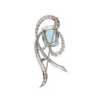 AQUAMARINE AND DIAMOND BROOCH