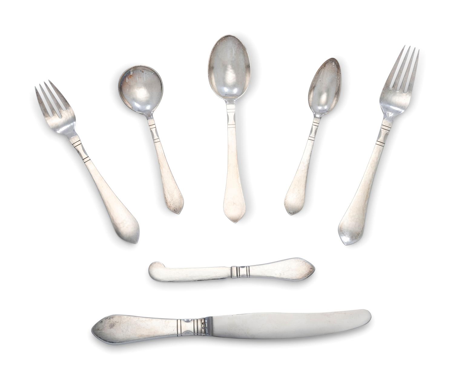 A Georg Jensen Continental Silver Flatware Service