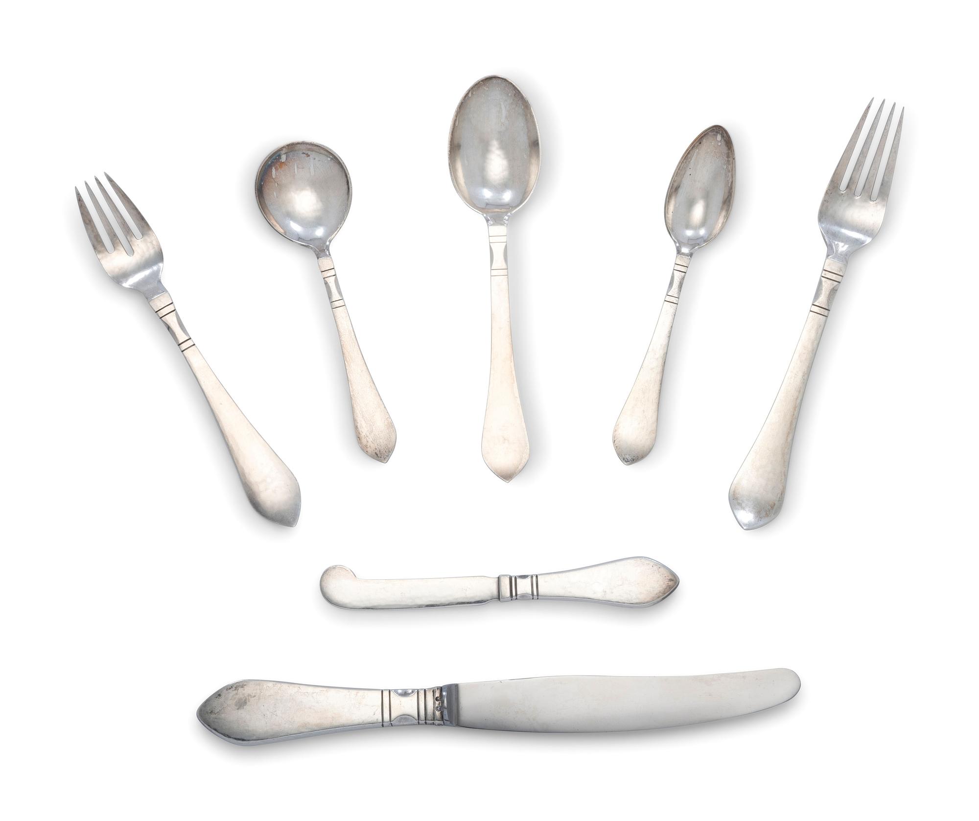 A Georg Jensen Continental Silver Flatware Service