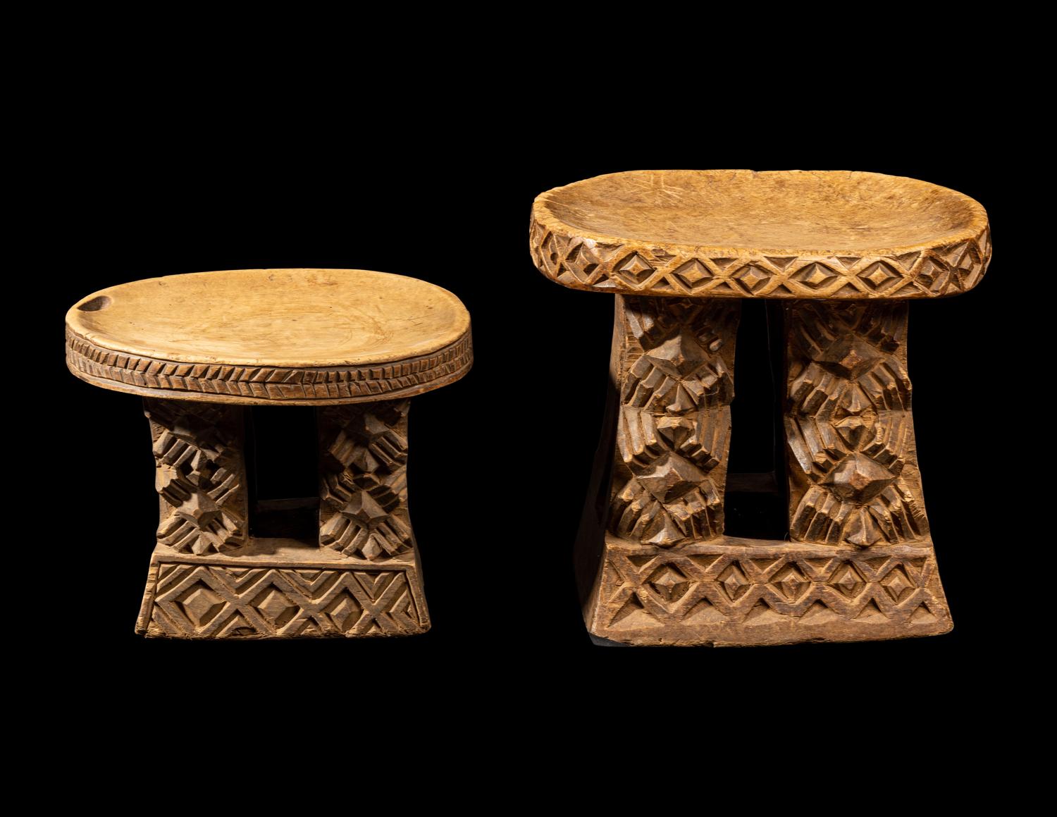 Two African Wood Stools