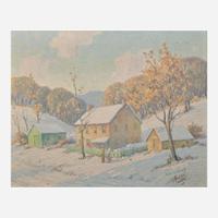 Albert Van Nesse Greene (American, 1887-1971) Snow Scene with Two Figures