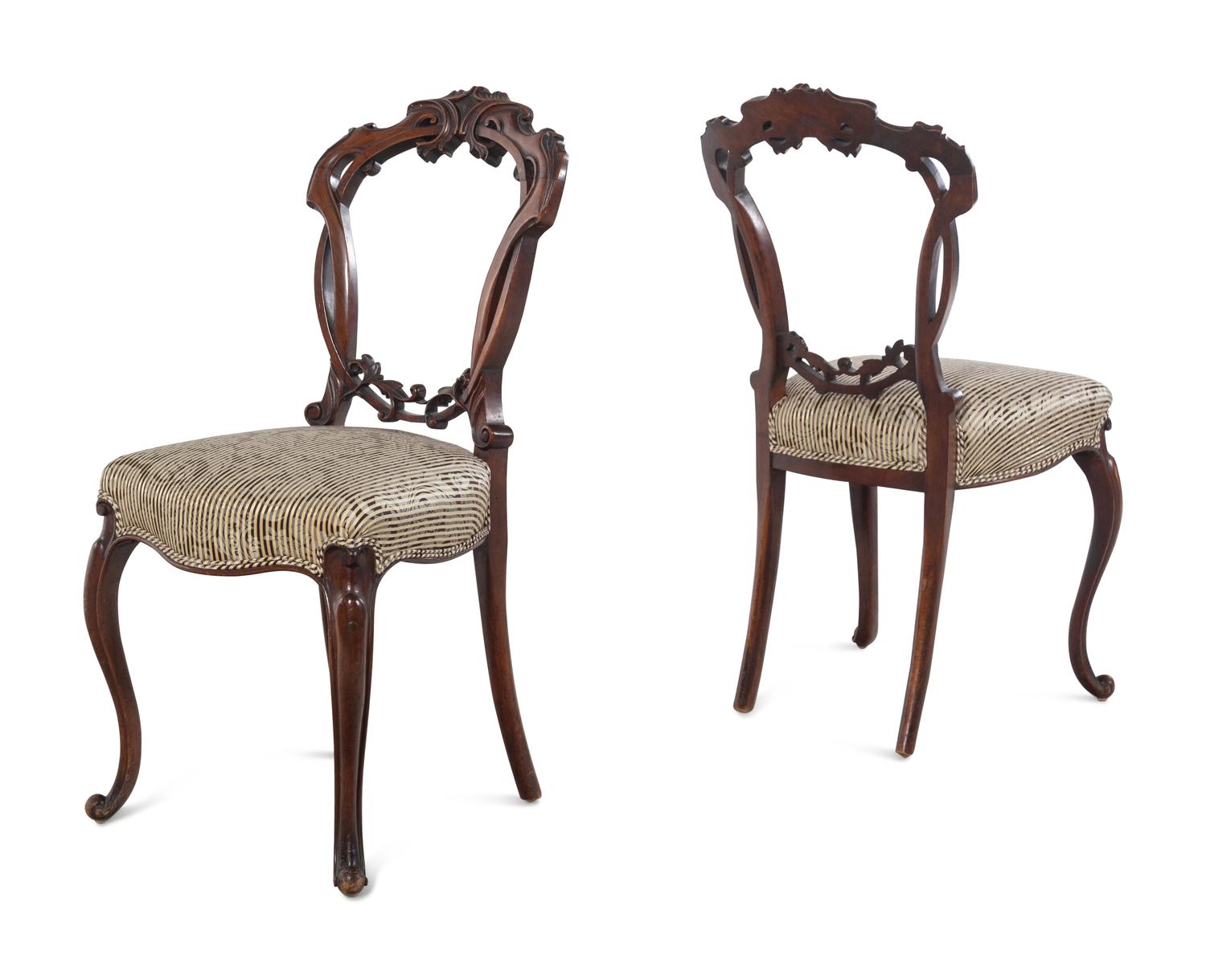 A Pair of French Aesthetic Movement Mahogany Side Chairs