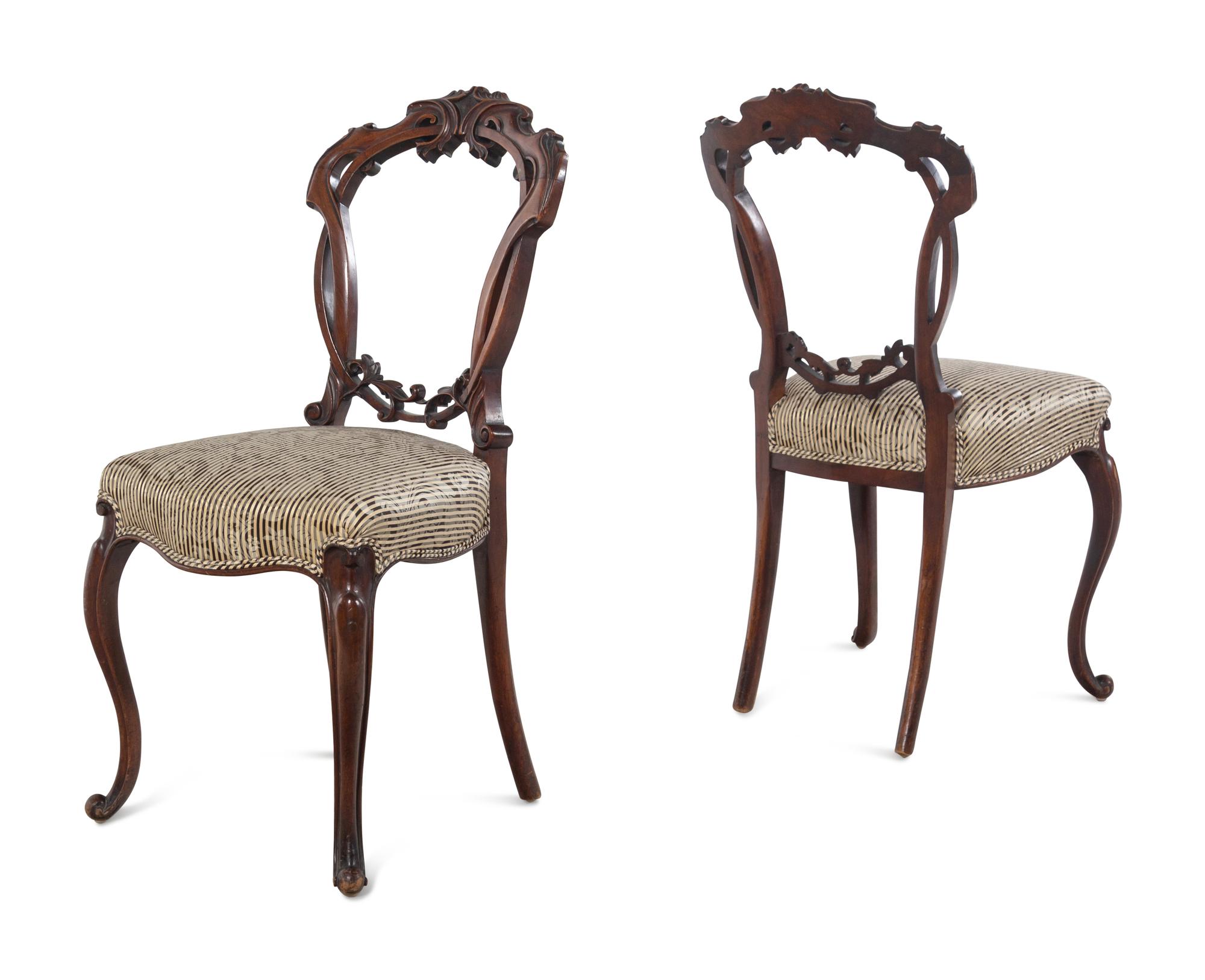 A Pair of French Aesthetic Movement Mahogany Side Chairs