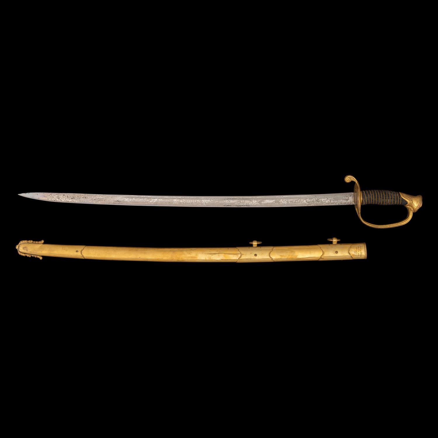 Exceptional Etched Blade Ames US Model 1850 Foot Officer Sword Presented to Colonel (General) Horace Lee & CDV - Published in Thillmann's Civil War Army Swords