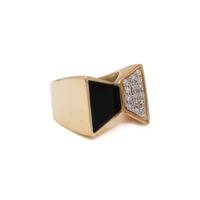 MODERNIST, YELLOW GOLD, DIAMOND, AND BLACK ONYX RING