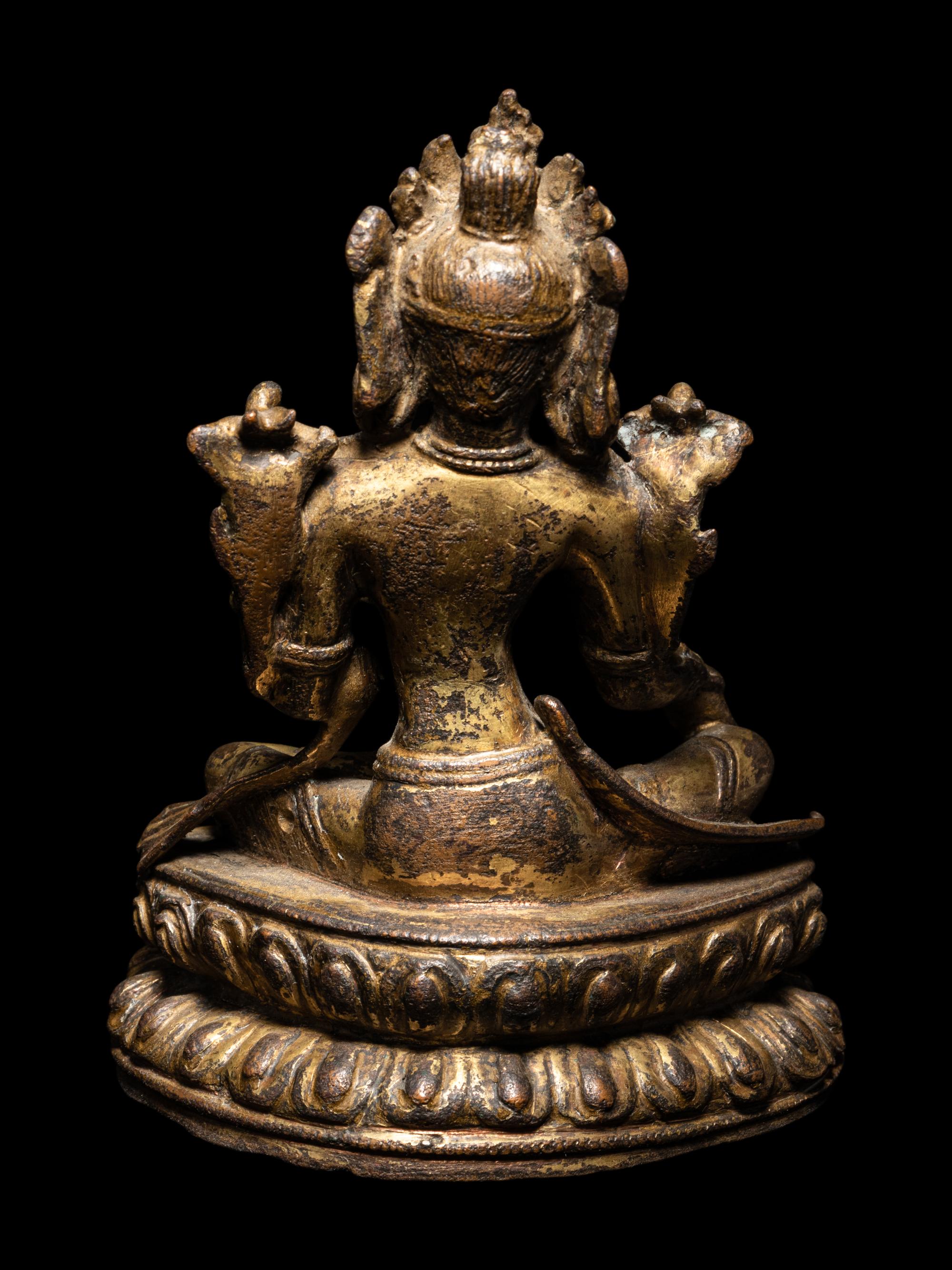 A Tibetan Gilt Bronze Seated Figure of Tara