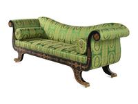 A Classical Style 'Baltimore' Black-Painted and Gilt Settee with Scalamandré Upholstery
