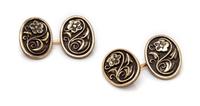 A Pair of Arts & Crafts Silver and Yellow Gold Cufflinks, Frank Gardner Hale, 7.00 dwts.