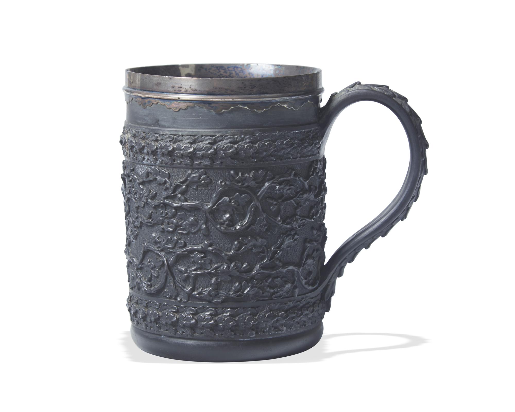 A Wedgwood Silver-Plate Mounted Black Basalt Mug