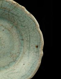 A Crackled Green Glazed Porcelain Floriform Dish