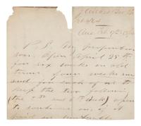 [BOOTH, John Wilkes (1838-1865)]. Partial manuscript document, unsigned, 9 February 1864.