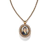 VICTORIAN, YELLOW GOLD AND SEED PEARL MOURNING PENDANT