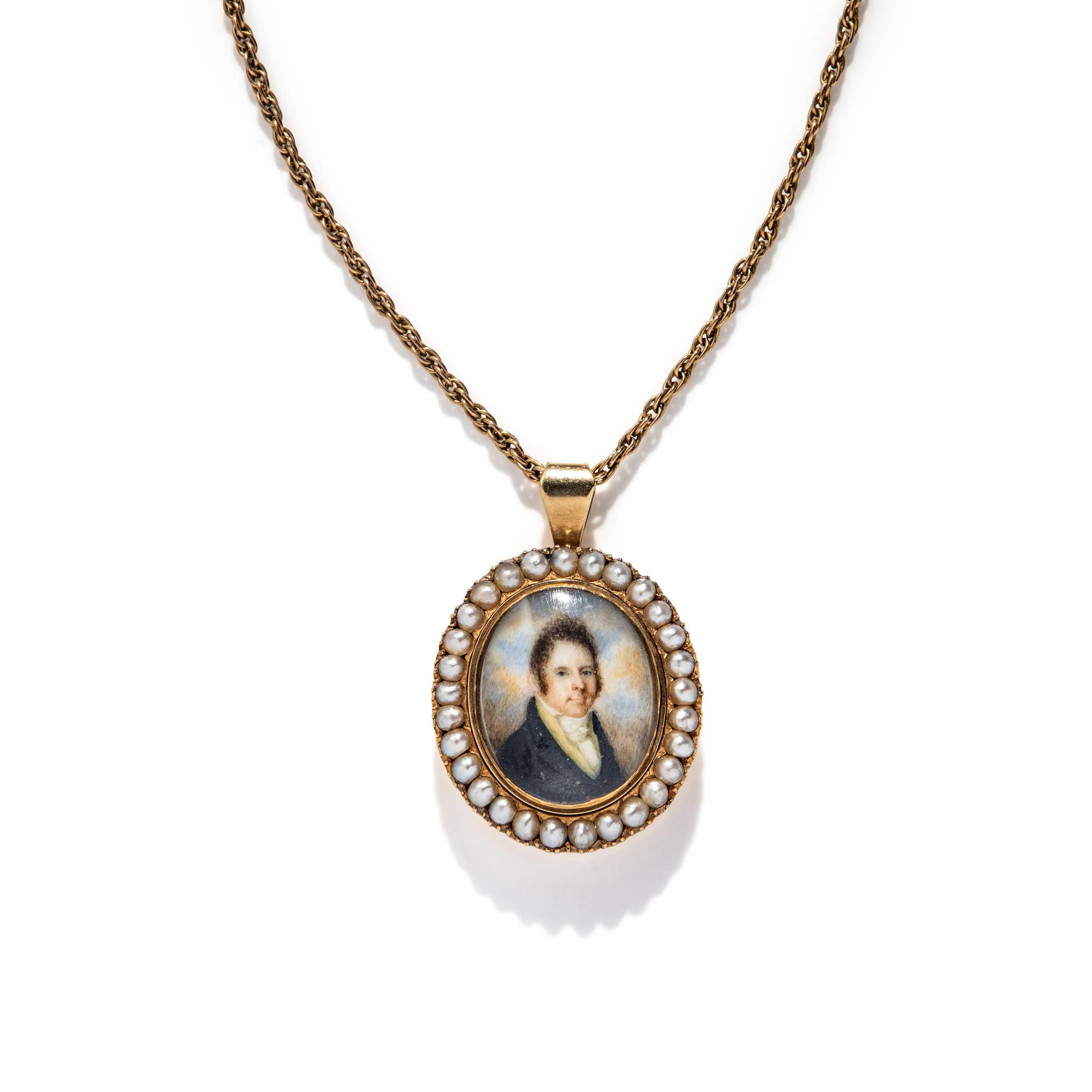 VICTORIAN, YELLOW GOLD AND SEED PEARL MOURNING PENDANT