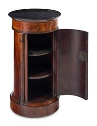 A Louis Philippe Mahogany Marble-Top Pedestal Cabinet