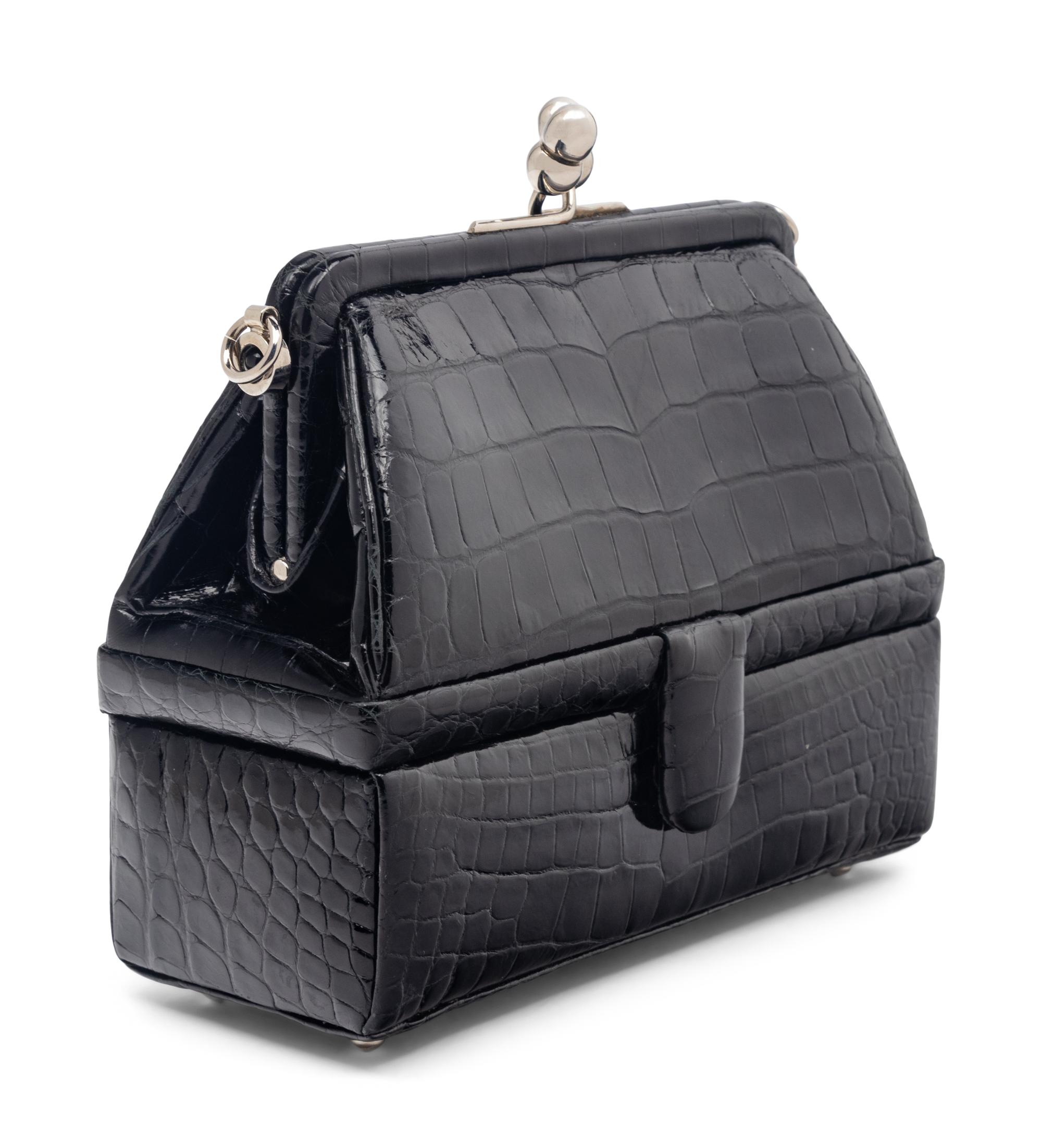 Judith Leiber Black Alligator Bag