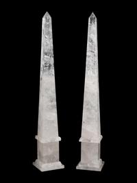 A Pair of Large Rock Crystal Obelisks