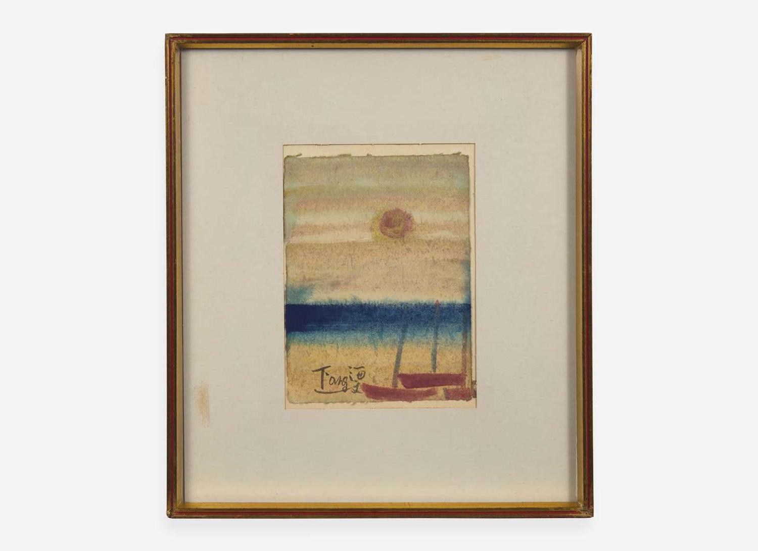T'ang Haywen (Chinese/French 1927-1991) Sunlit Harbor 曾海文（旅法華裔1927-1991） 海港餘暉