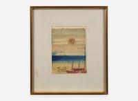 T'ang Haywen (Chinese/French 1927-1991) Sunlit Harbor 曾海文（旅法華裔1927-1991） 海港餘暉