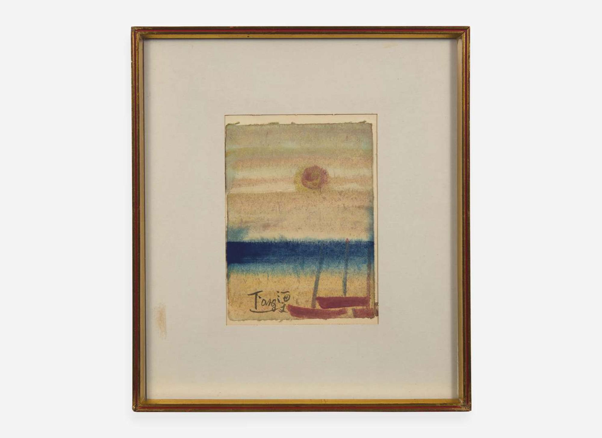 T'ang Haywen (Chinese/French 1927-1991) Sunlit Harbor 曾海文（旅法華裔1927-1991） 海港餘暉