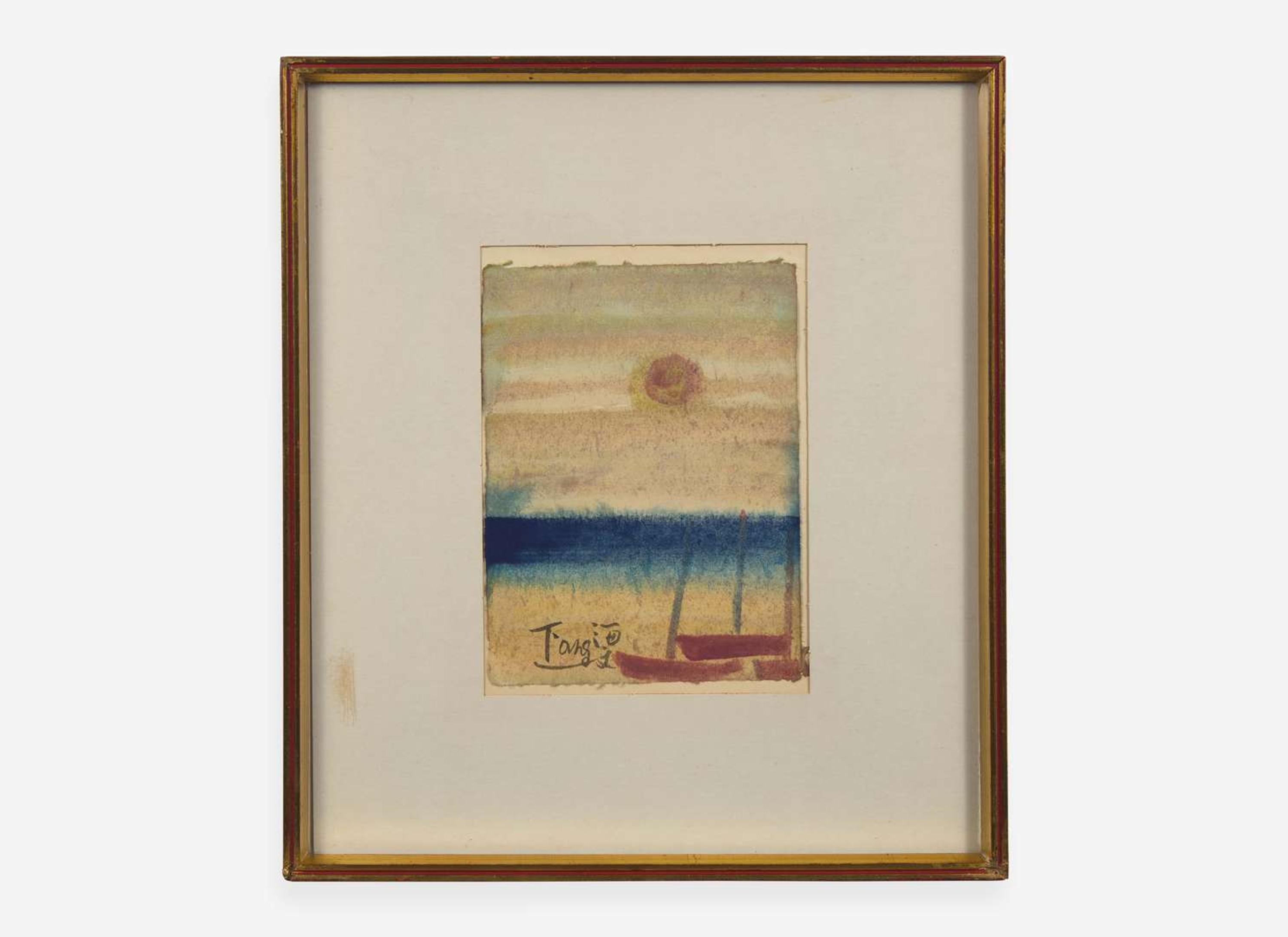 T'ang Haywen (Chinese/French 1927-1991) Sunlit Harbor 曾海文（旅法華裔1927-1991） 海港餘暉