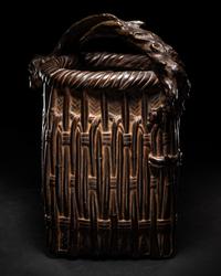 A Japanese Bronze Basket-Form Vase