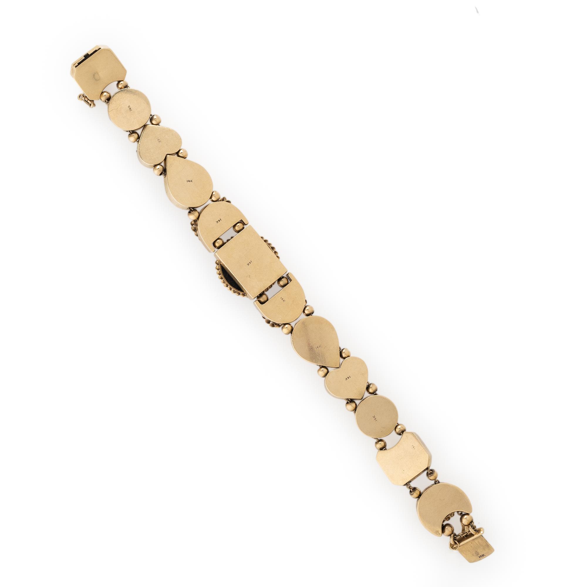 Multigem Cameo and Yellow Gold Bracelet