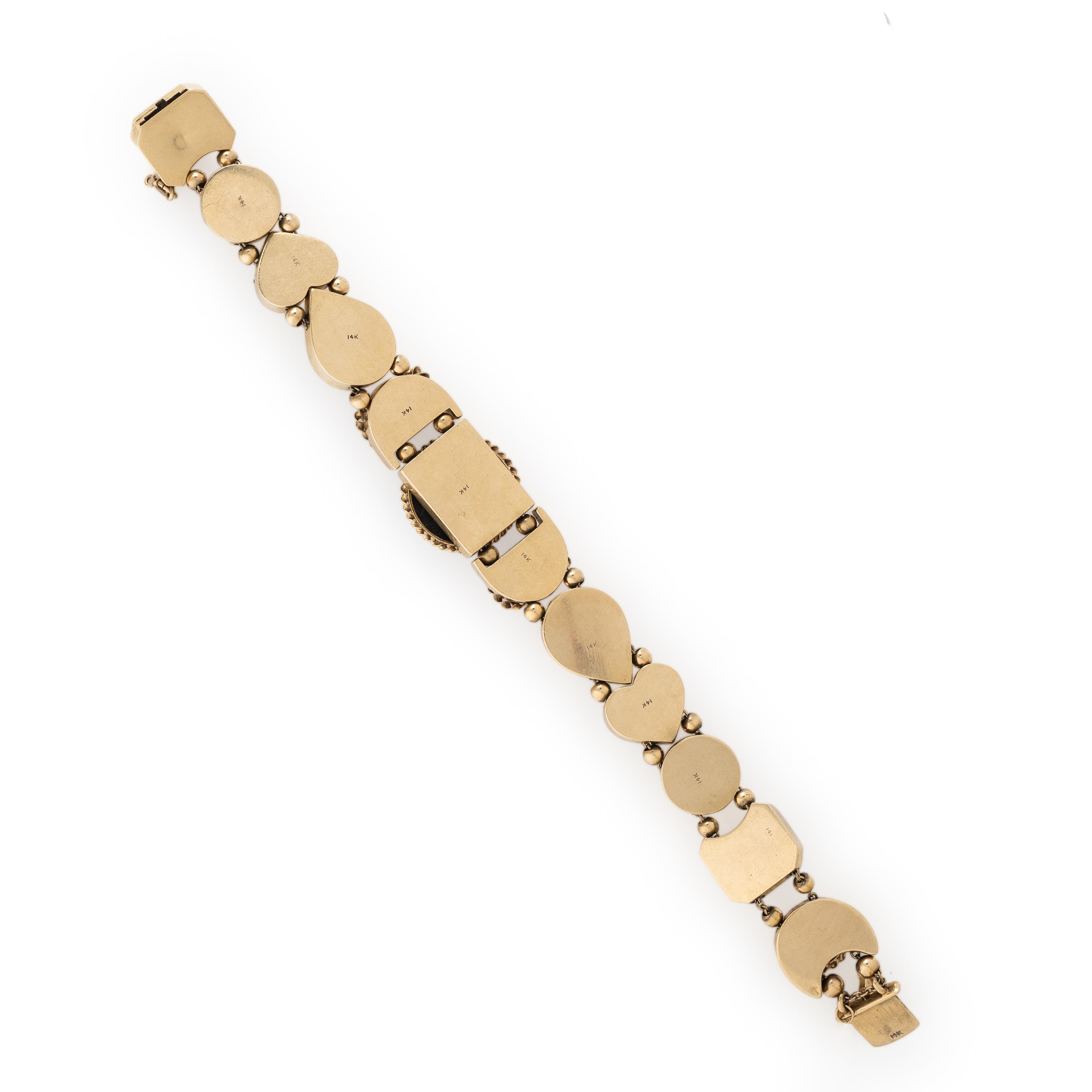 Multigem Cameo and Yellow Gold Bracelet