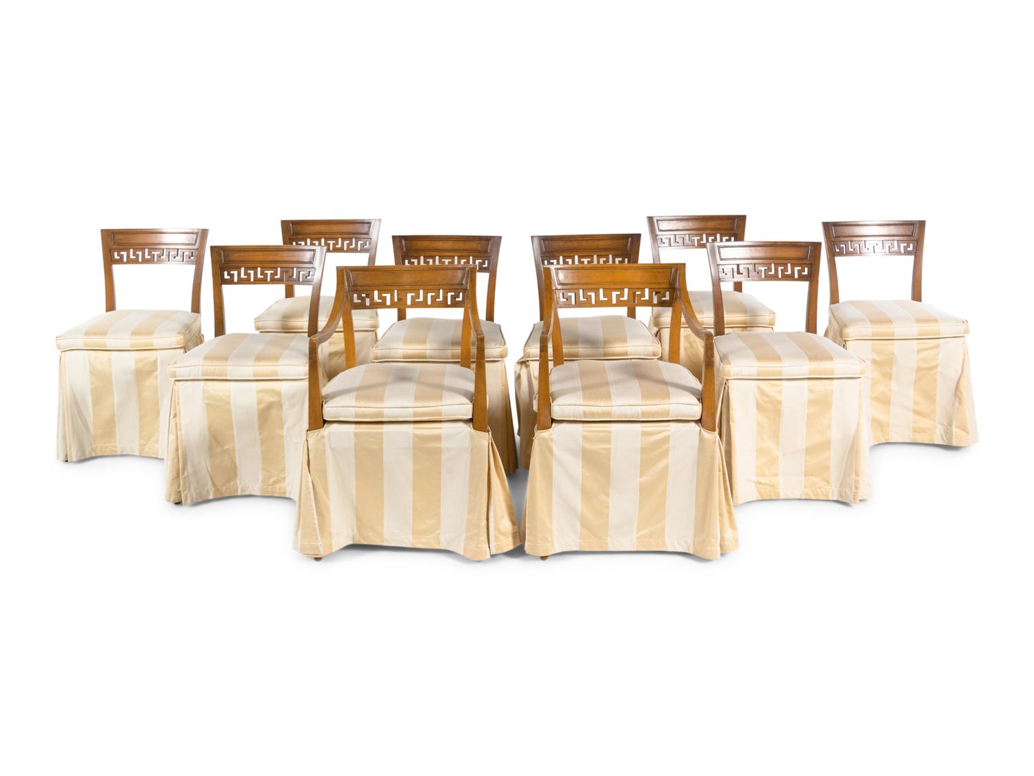 A Set of Ten Neoclassical Style Dining Chairs