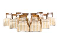 A Set of Ten Neoclassical Style Dining Chairs