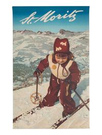 [TRAVEL]. 2 posters advertising ski towns in Switzerland, incl. Klewenalp and St. Moritz.