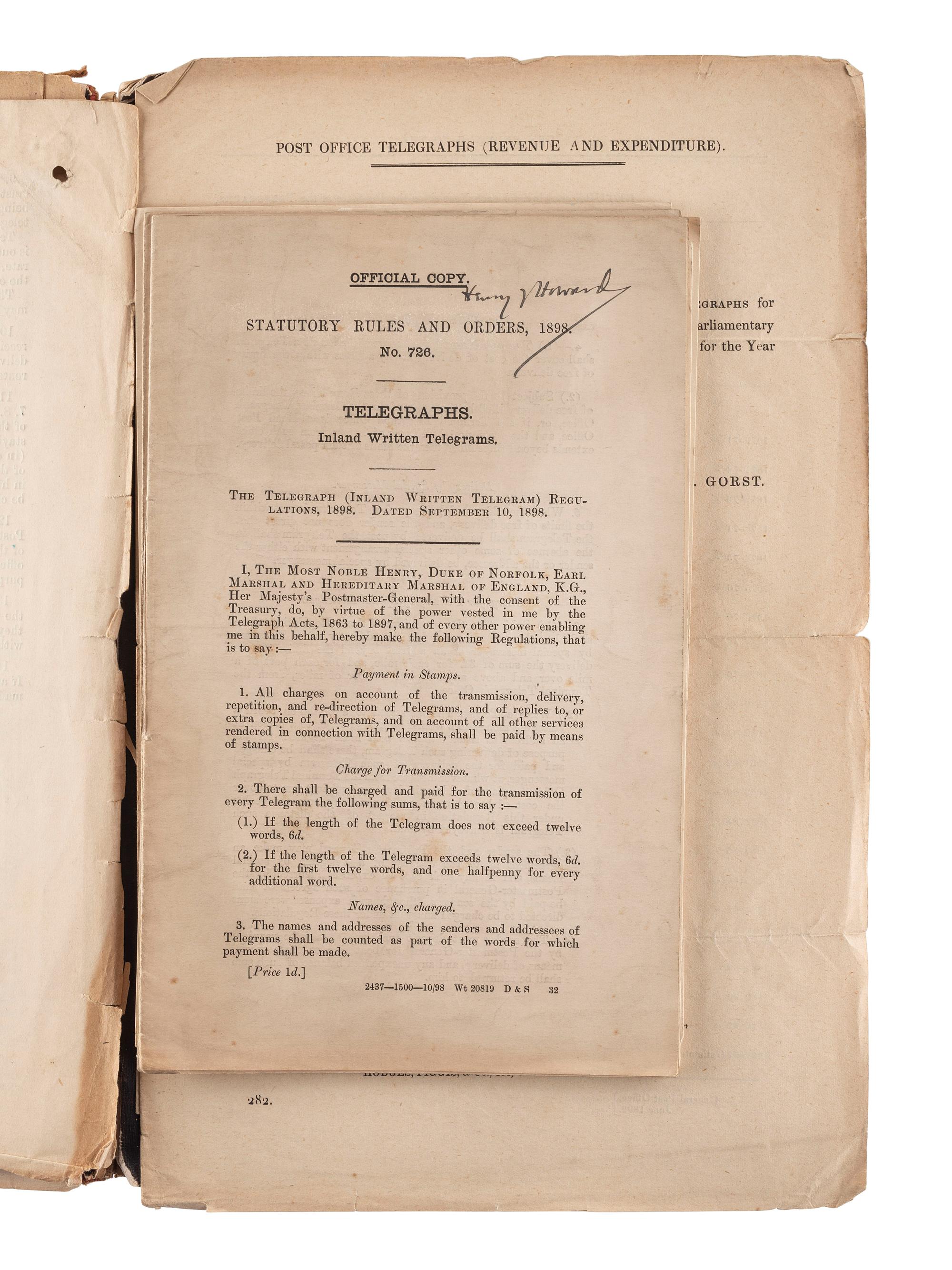[SCIENCE & TECHNOLOGY]. A group of 2 telegraphy-related items, comprising: