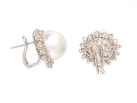 SOUTH SEA CULTURED PEARL AND DIAMOND EARRINGS