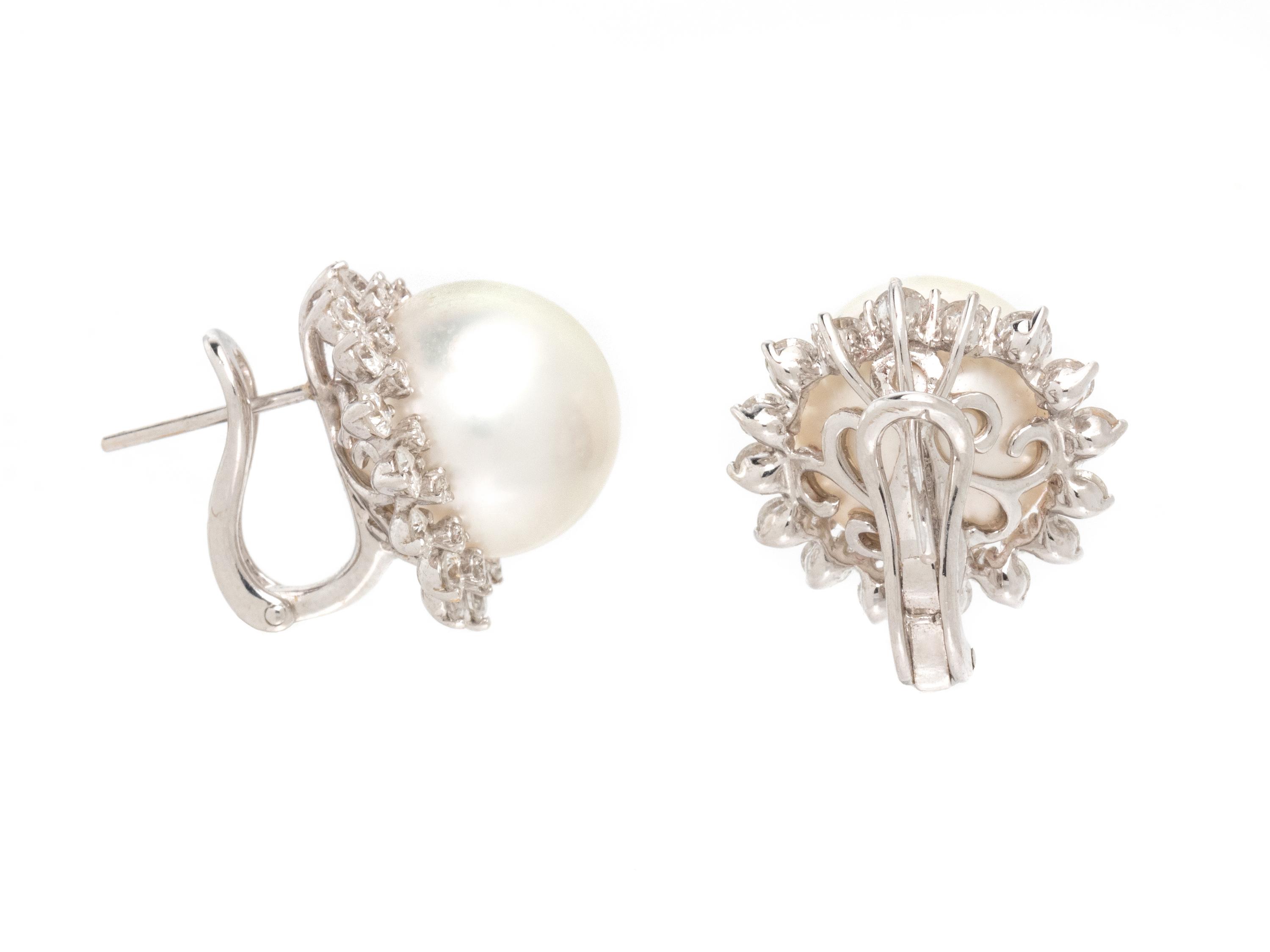 SOUTH SEA CULTURED PEARL AND DIAMOND EARRINGS