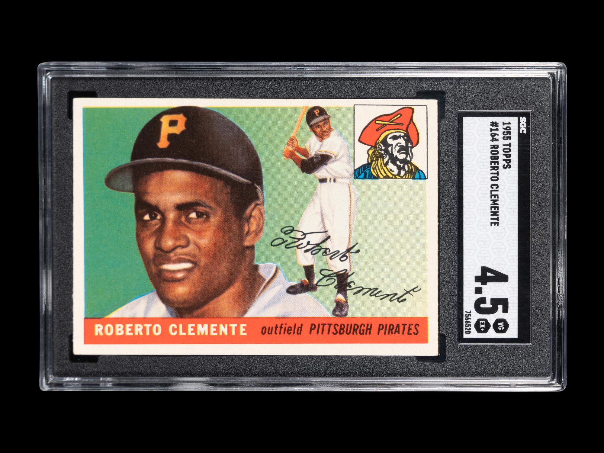 A 1955 Topps Roberto Clemente Rookie Baseball Card No. 164 (SGC 4.5 VG-EX+)