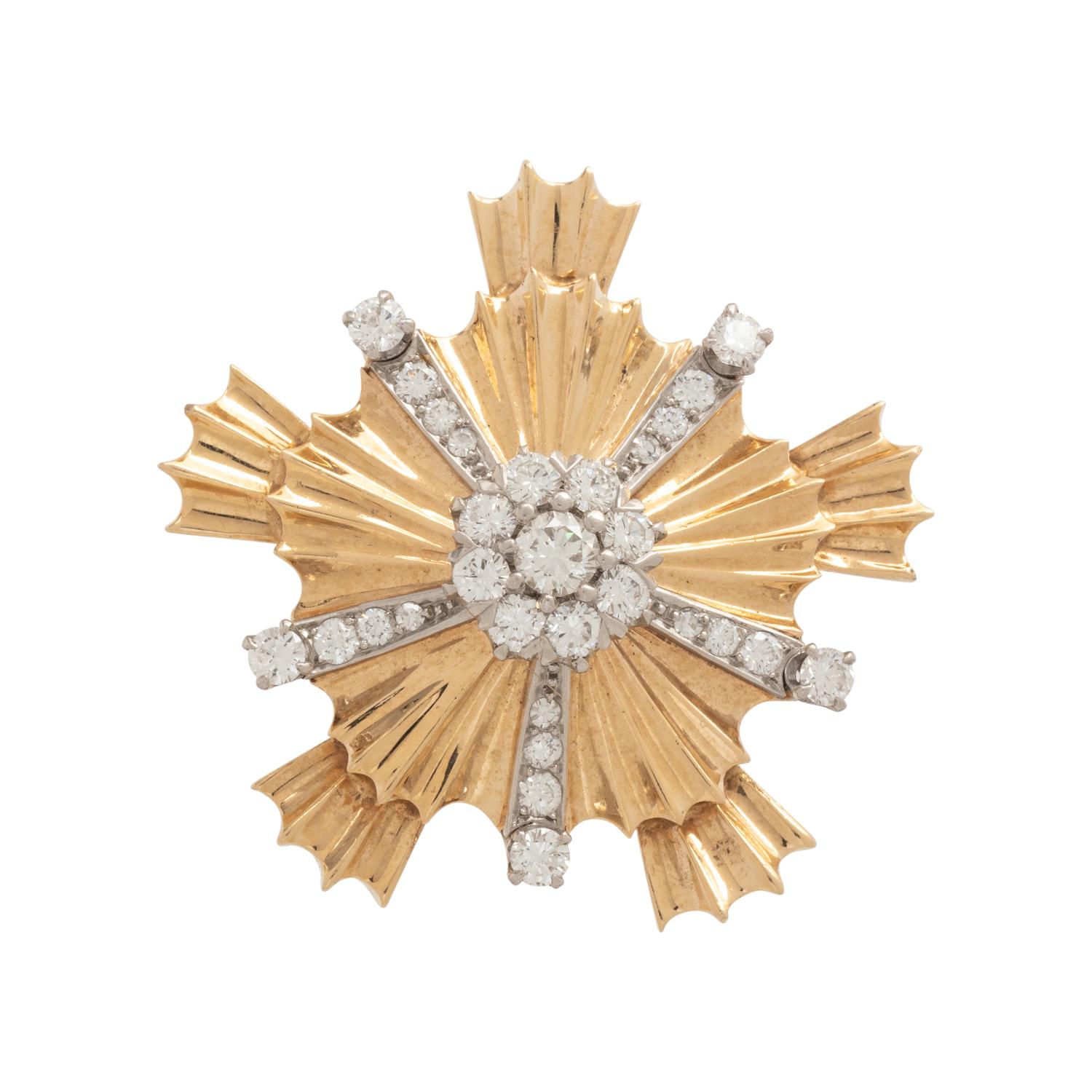 YELLOW GOLD AND DIAMOND BROOCH