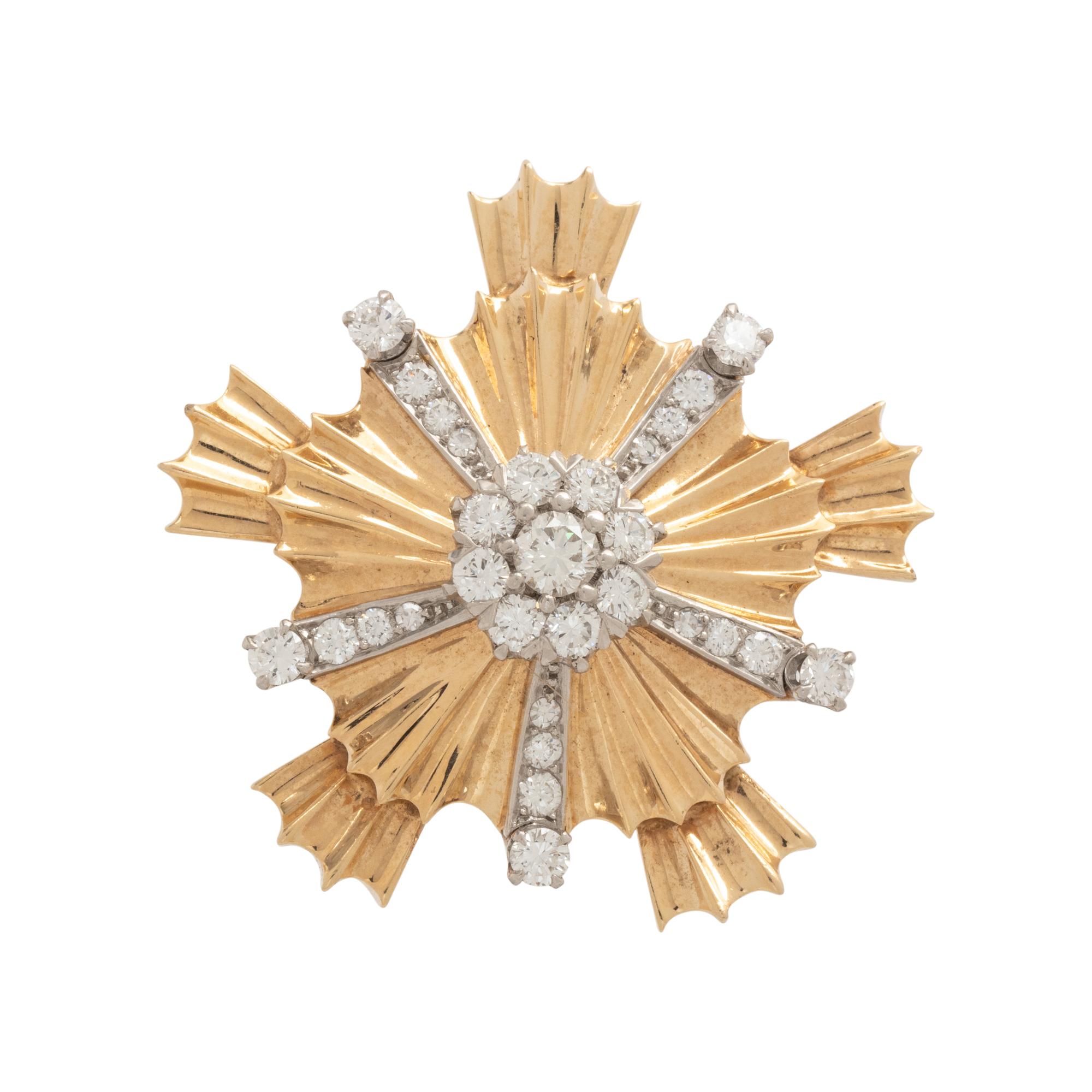 YELLOW GOLD AND DIAMOND BROOCH
