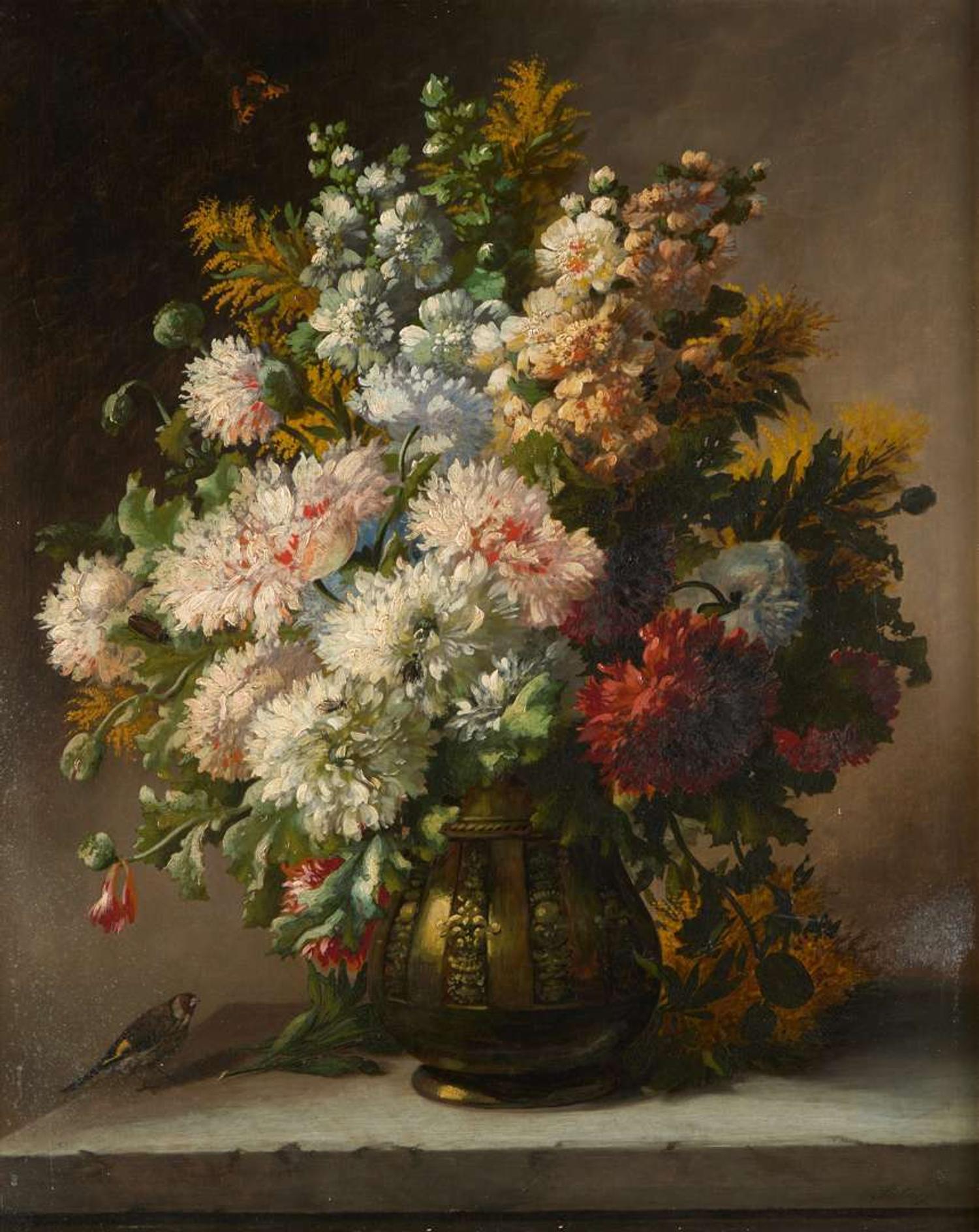 Joseph August Satory (Austrian, 1803–1868) - Tabletop Still Life of Mixed Flowers