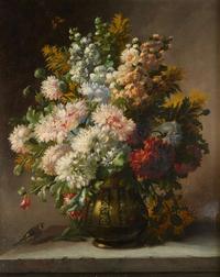 Joseph August Satory (Austrian, 1803–1868) - Tabletop Still Life of Mixed Flowers