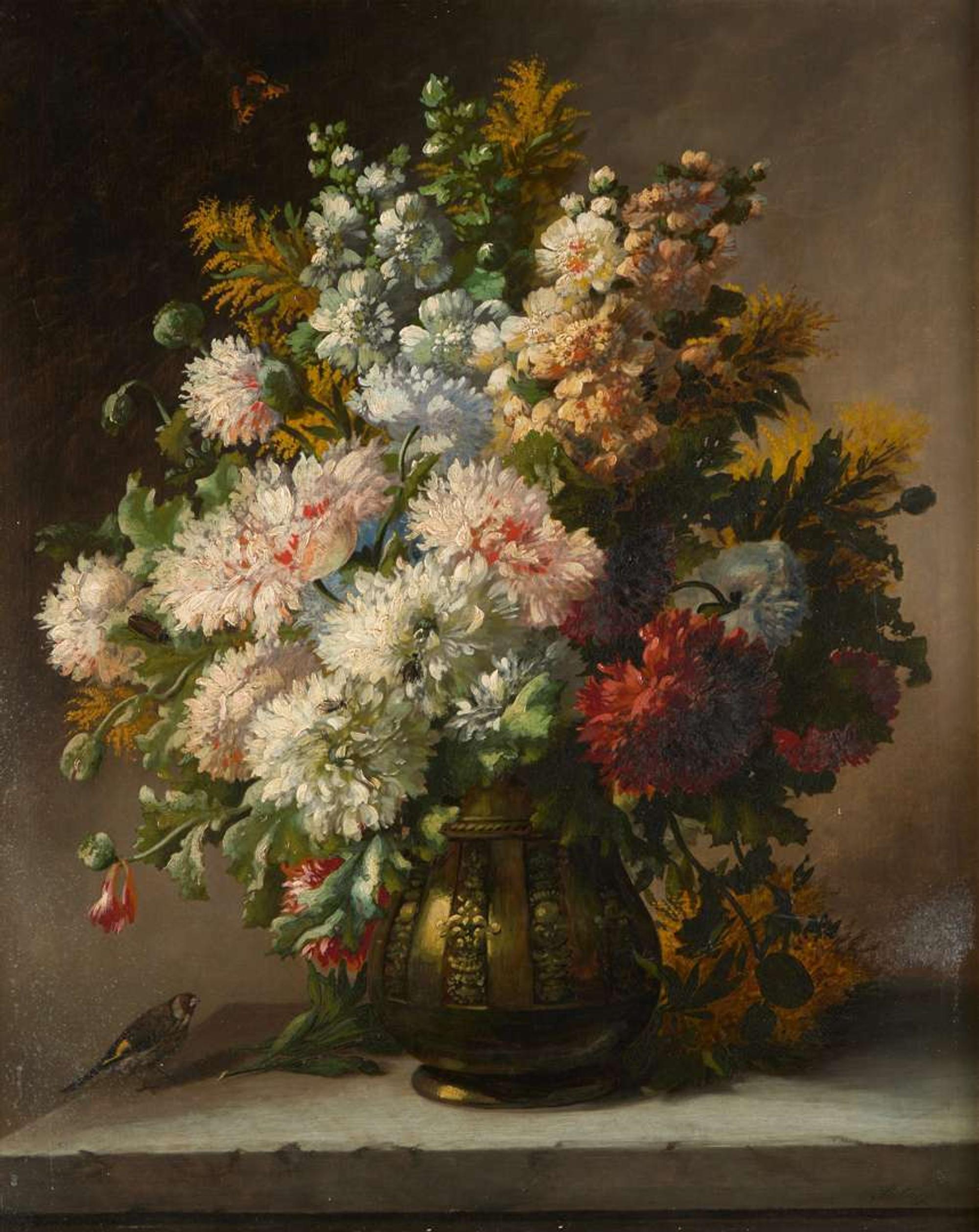 Joseph August Satory (Austrian, 1803–1868) - Tabletop Still Life of Mixed Flowers