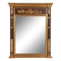 A Neoclassical Style Parcel-Gilt Walnut Mirror