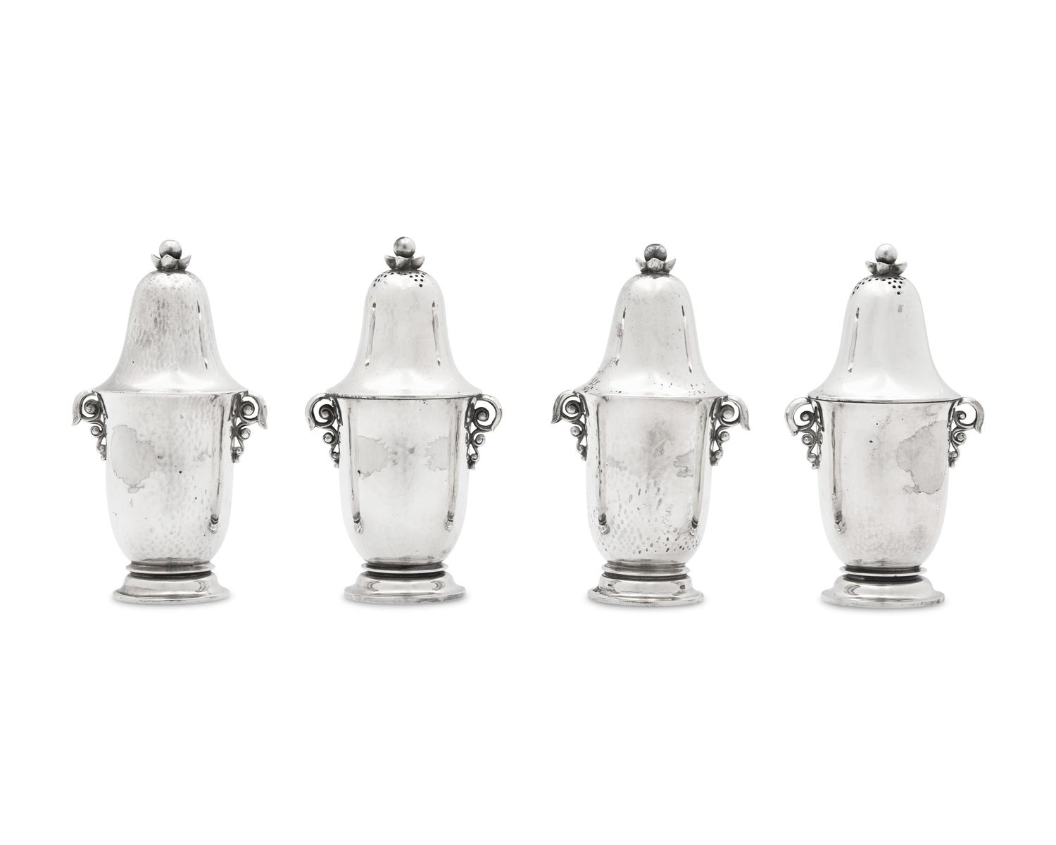 A Group of Four Georg Jensen Silver Salt and Pepper Shakers