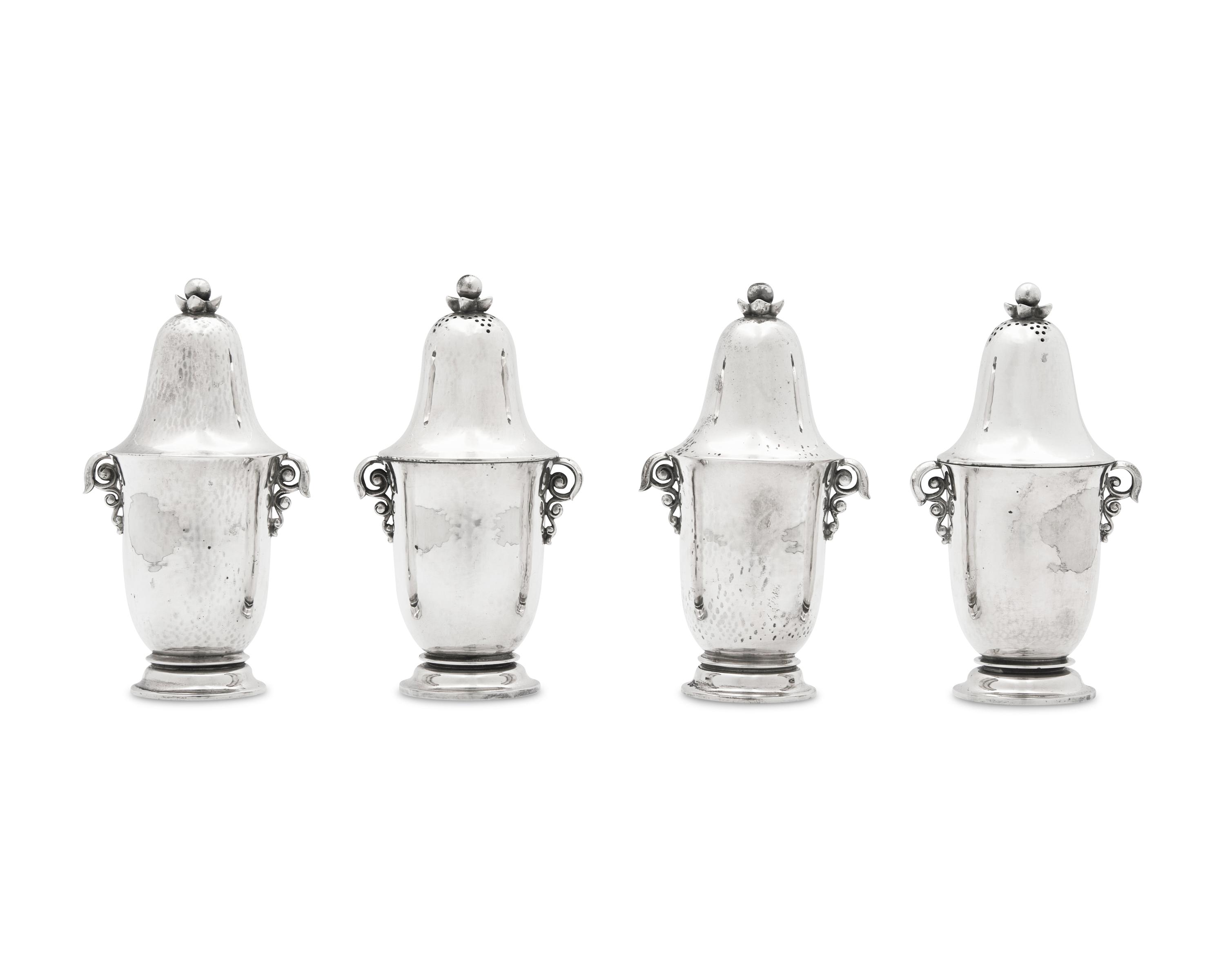 A Group of Four Georg Jensen Silver Salt and Pepper Shakers