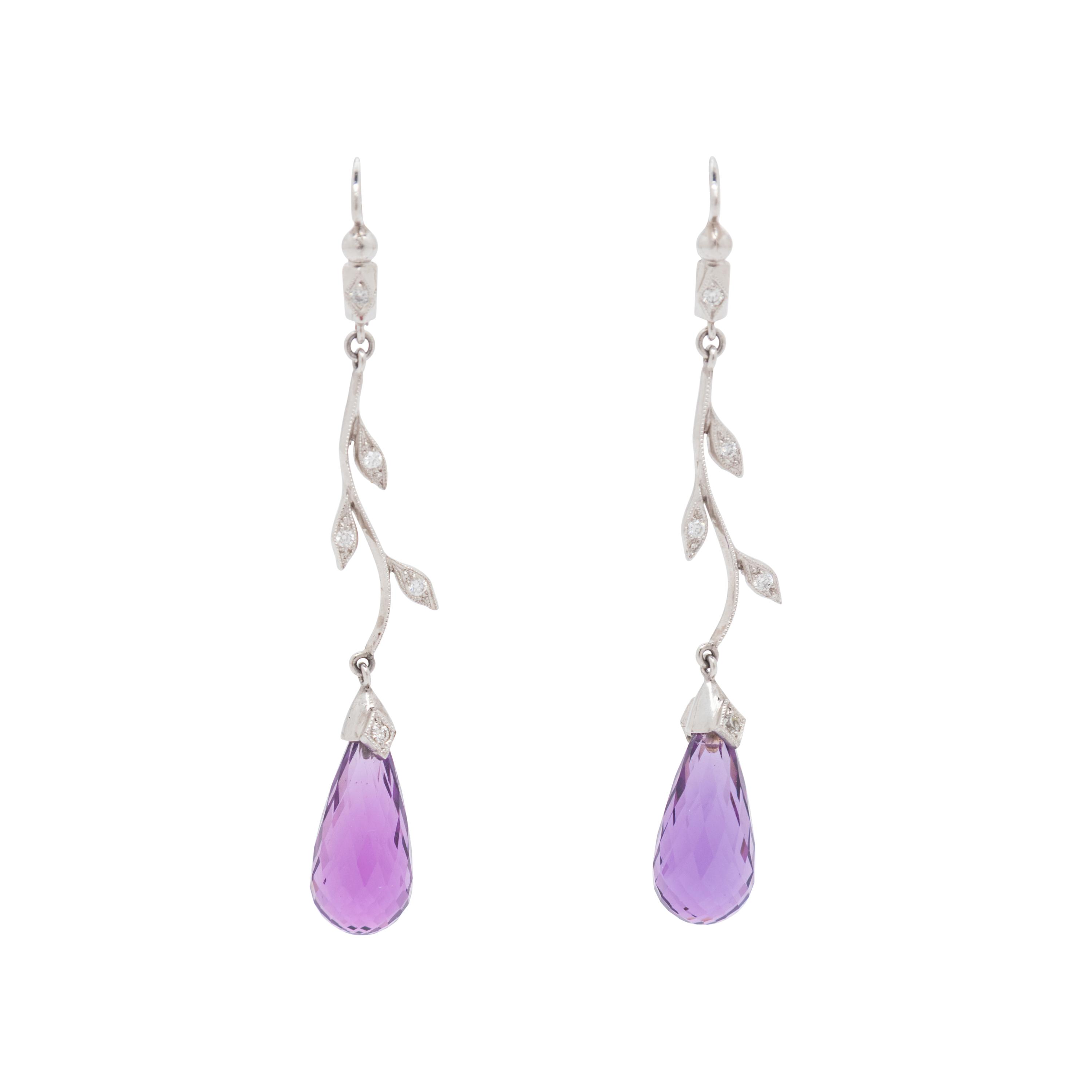 Amethyst and Diamond Drop Earrings