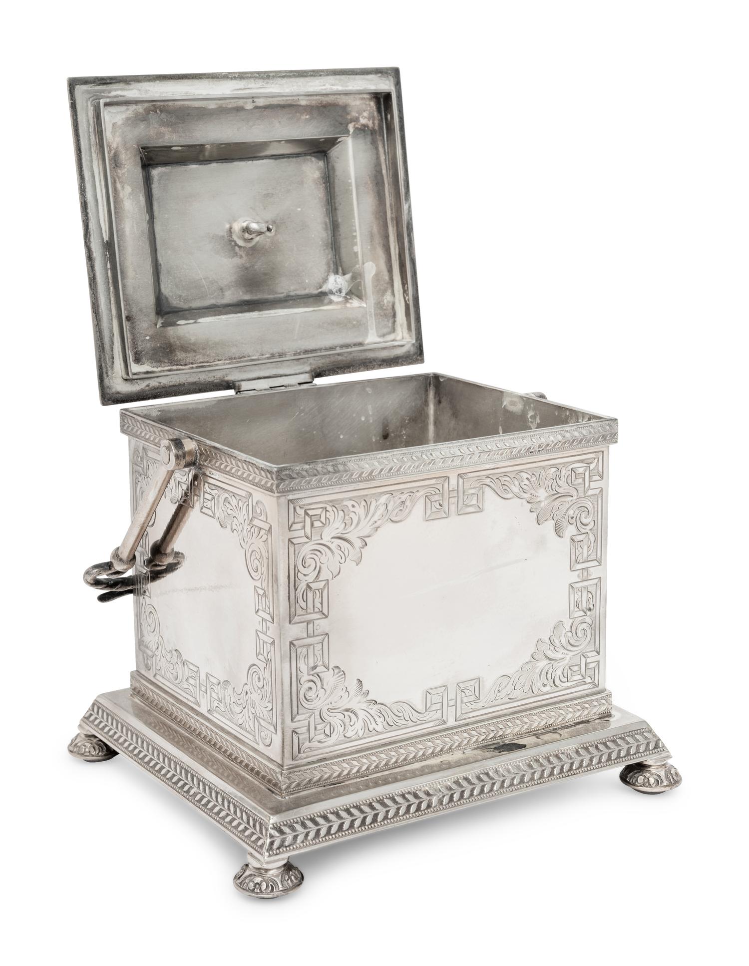 A Victorian Silver-Plate Biscuit Box