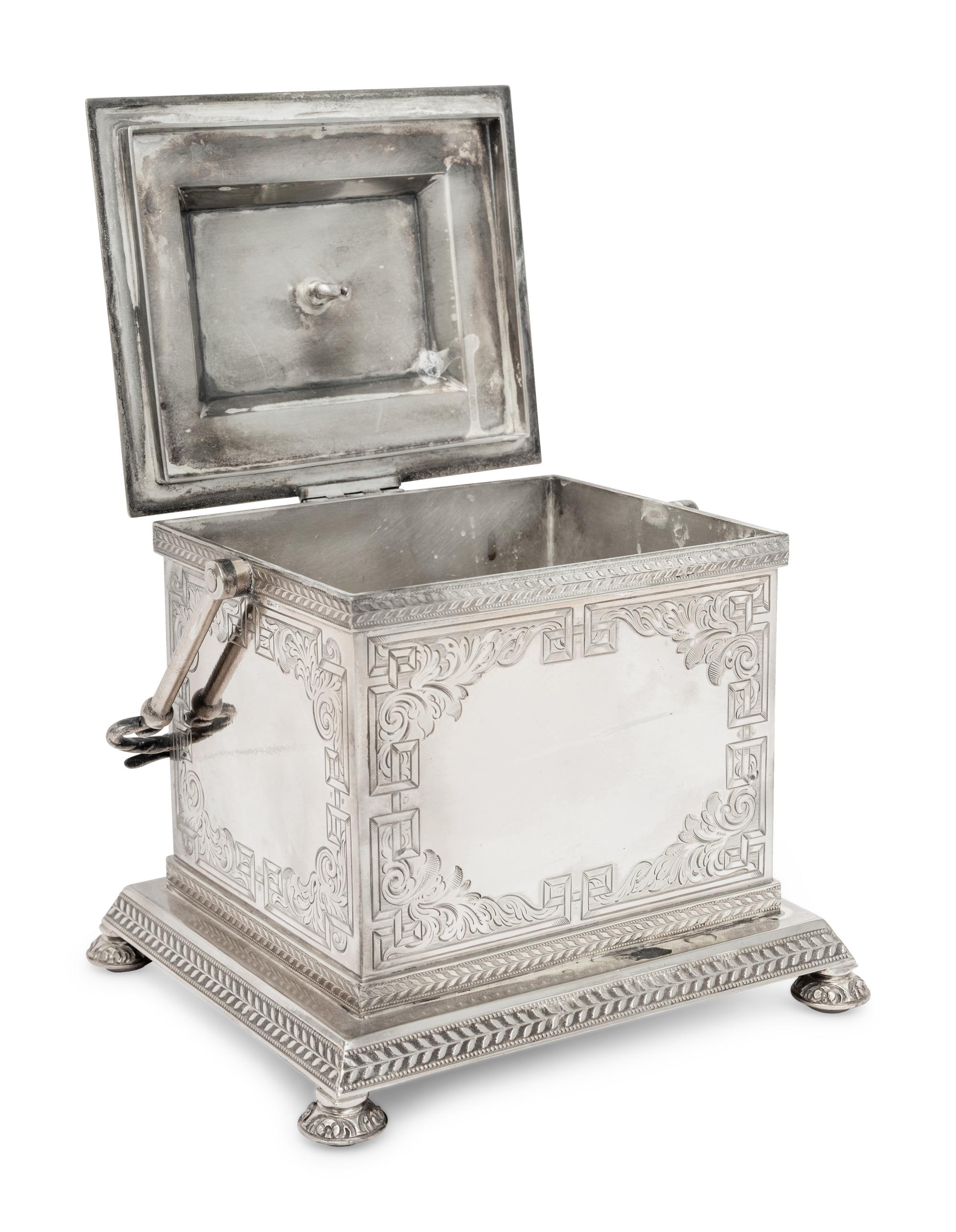 A Victorian Silver-Plate Biscuit Box