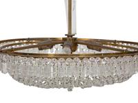 An Empire Style Brass and Glass-Beaded Pendant Chandelier