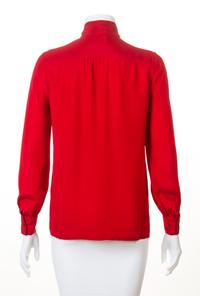A Chanel Red Silk Blouse, No size.
